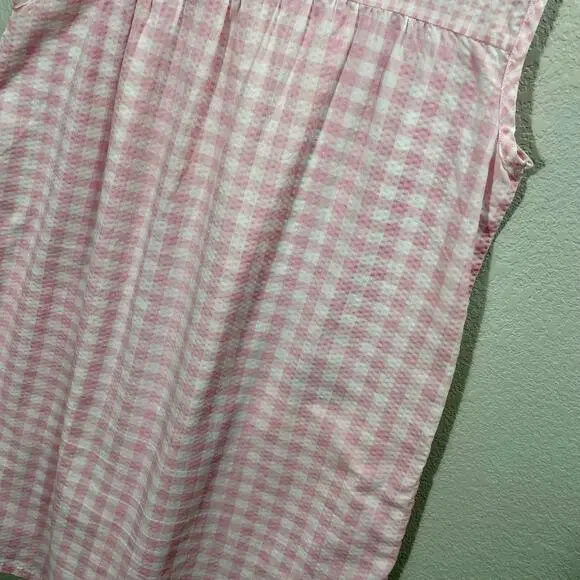 Vintage 1980s Blair Pink & White Gingham Sleeveless House Dress Womens Large - Picture 4 of 10